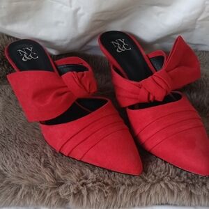 New York & Company Red Mules Chic and Comfortable